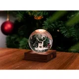 Temno rjava LED zatemnitvena namizna svetilka iz masivnega oreha s steklenim senčilom (višina 12 cm) Amber –