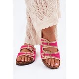 Boto Crocheted Women's Slippers With Golden Buckles Fuchsia Fenira | shoptok.hr