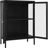  Stranska omarica črna 75x35x105 cm jeklo in steklo, (20620205) | Shoptok.si