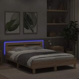 Okvir za krevet s uzglavljem i LED boja hrasta 140x200 cm | shoptok.hr