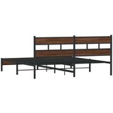 Metalni Kovinski posteljni okvir brez vzmetnice rjavi hrast 183x213 cm, (21611282) | Shoptok.si