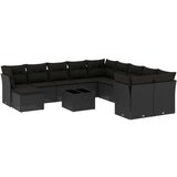 vidaXL Vrtna sedežna garnitura 12-delna z blazinami črn poli ratan | Shoptok.si