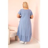 Kesi Włoski Plus size women's dress with short sleeves and ruffle made of light viscose denim | shoptok.hr