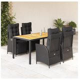 vidaXL 5-dijelni vrtni blagovaonski set s jastucima od poliratana crni | shoptok.hr