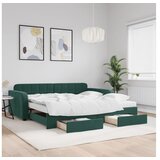 vidaXL Izvlečna dnevna postelja s predali tm. zelena 100x200 | Shoptok.si