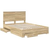  Krevetna konstrukcija s ladicama Sonoma hrast 140 x 190 cm | shoptok.hr