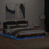  Okvir kreveta s uzglavljem LED boja dimljenog hrasta 200x200 cm | Eponuda.ba