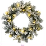  Božićni vijenac Zelena i bijela Ø 30 cm PVC i PE 25 LED lampica - Bijela 30 cm s LED svjetlima | shoptok.hr