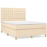  Box spring postelja z vzmetnico krem 140x200 cm blago, (20896880) | Shoptok.si