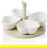 Brandani BRANDAN komplet servirne posode s stojalom / porcelan / bambus Cene