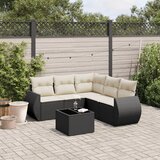 Maison Chic Seti vrtnega pohištva - Vrtna garnitura - Vrtni pohištvo set 6-delna z blazinami črna poli ratan, (21804703) | Shoptok.si
