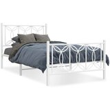 Furnova Kovinski posteljni okvir z vzglavjem in vznožjem bel 107x203 cm, (21938128) | Shoptok.si