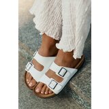 EVENTO Women's Slides On Cork Platform With Buckles White Redore | Shoptok.si