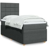 vidaXL Box spring postelja z vzmetnico temno siva 90x190 cm blago | Shoptok.si
