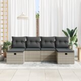 6 Dijelna garnitura za vrt s jastučićima Svjetlosiva Poly Rattan | shoptok.hr