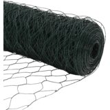 vidaXL Heksagonalna ograja Zelena 1x50 m Jeklo, Ograjne stebri z osnovnimi ploščami 13 kos Ø32mm 110cm Galvanizirano jeklo | Shoptok.si