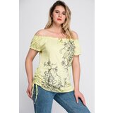 Şans women's plus size green cotton fabric blouse cene