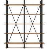 Marckeric Črn/naravni regal v hrastovem dekorju 150x180 cm Aviva – Marckeric Cene
