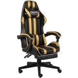 vidaXL racing stol z oporo za noge črno in zlato umetno usnje Cene