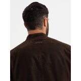 Ombre Men's retro biker jacket with stand-up collar - brown | shoptok.hr