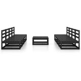  Vrtna sedežna garnitura 9-delna črna trdna borovina, (20970545) | Shoptok.si