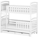 Molarem Home Drveni dječji krevet na kat Viki s tri kreveta i ladicom - bijeli - 190x90 cm - Madrac PE pjena 8 cm-spužvasti madrac | shoptok.hr