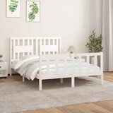 Maison Chic Posteljni okvir - Dvoposteljna postelja - Zakonska postelja z vzglavjem bel trdna borovina 120x200 cm-J15891, (21770259) | Shoptok.si