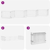  Vrata za pse s vratašcima 8 panela sklopiva 640 cm drvo topole Bijela 80 x 60 x 2 cm | Shoptok.si
