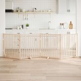 vidaXL Ograda za pse z vrati zložljiva 4 paneli 320 cm trden les jelke | Shoptok.si