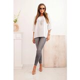 Kesi Włoski Women's linen-cotton blouse with short sleeves white | shoptok.hr
