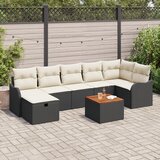 vidaXL 8-delni komplet vrtne sofe z blazinami črna poli ratan, 2-sedežna vrtna sofa z blazinami črna poli ratan | Shoptok.si