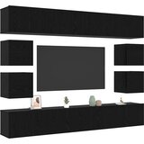  Set TV komoda Zidne 8 pcs Crni hrast Konstruirano drvo | shoptok.hr