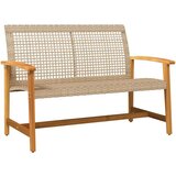  Klupa bež 112 cm od poliratana i bagremovog drva | shoptok.hr