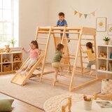 Ginger Home Детска Дървена Катерушка Пързалка, Стълби и Стена за Катерене, 119.5x109.5x119.5 см | shoptok.hr