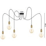  Luster na sajli MIROS 5xE27/60W/230V pauk crna/zlatna | Eponuda.com