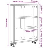  Uska kolica za pohranu boja hrasta 48x13x68cm konstruirano drvo | shoptok.hr