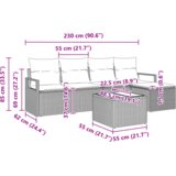vidaXL 6-delni vrtni kavč set z blazinami črni poli ratan | Shoptok.si