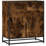 vidaXL Komoda dimljeni hrast 68x35x76 cm inženirski les in kovina | Shoptok.si