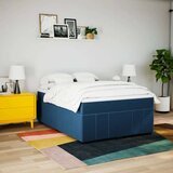 Krevet s oprugama i madracem plavi 160x200 cm od tkanine | shoptok.hr