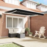 vidaXL Samodejna retraktibilna tenda Črna 300x250 cm, Zamenjava tkanine za tendo za okvir 3x2.5 m Črna | Shoptok.si