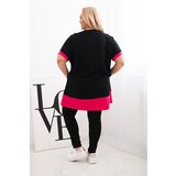 Kesi Włoski Fuchsia Plus Size women's tunic with floral pattern and decorative pearls | Shoptok.si
