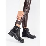Shelvt Women's black ankle boots with a low-heeled buckle Cijene