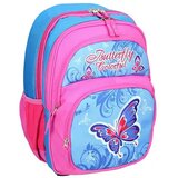 Spirit Spirit: Roza-modra ergonomska šolska torba s 4 predelki z motivom metuljčka | Shoptok.si