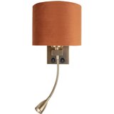 QAZQA Wandlamp bronze met flexarm en kap oranje met gouden binnenkant 18cm - Brescia Combi Cene
