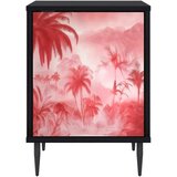  Noćni ormar AACHEN Crni hrast 36 x 33 x 51 cm Konstruirano drvo - Ružičasti uzorak palme 1 | shoptok.hr