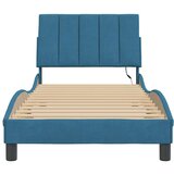  Okvir kreveta s LED svjetlima plavi 90 x 190 cm baršunasti | shoptok.hr
