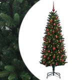  Umjetno božićno drvce s kuglicama 120 cm 150 LED lampica - 120 cm s LED-ima i crvenim lopticama Zelena | shoptok.hr