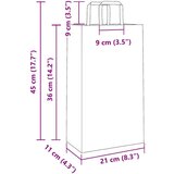 vidaXL Papirnate vrečke 250 kosov z ročaji bela 21x11x36 cm | Shoptok.si