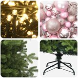  Umjetno božićno drvce s kuglicom 240 cm 300 LED lampica - 240 cm s LED-ima i ružičastim lopticama | shoptok.hr