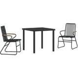 vidaXL 3-delni vrtnarski jedilni set črni PVC rattan, (22086909) | Shoptok.si